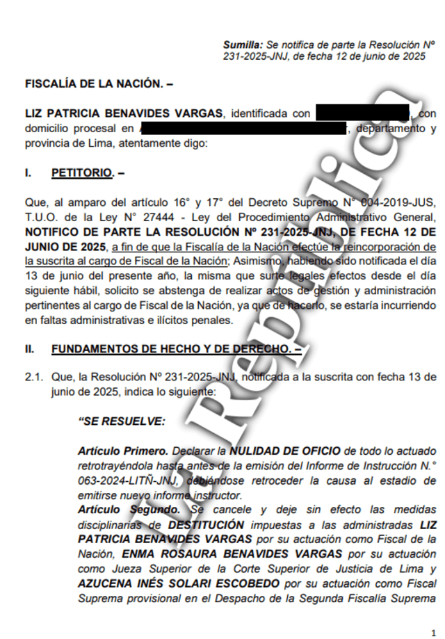 Oficio enviado por Patricia Benavides a Delia Espinoza. Oficio enviado por Patricia Benavides a Delia Espinoza.