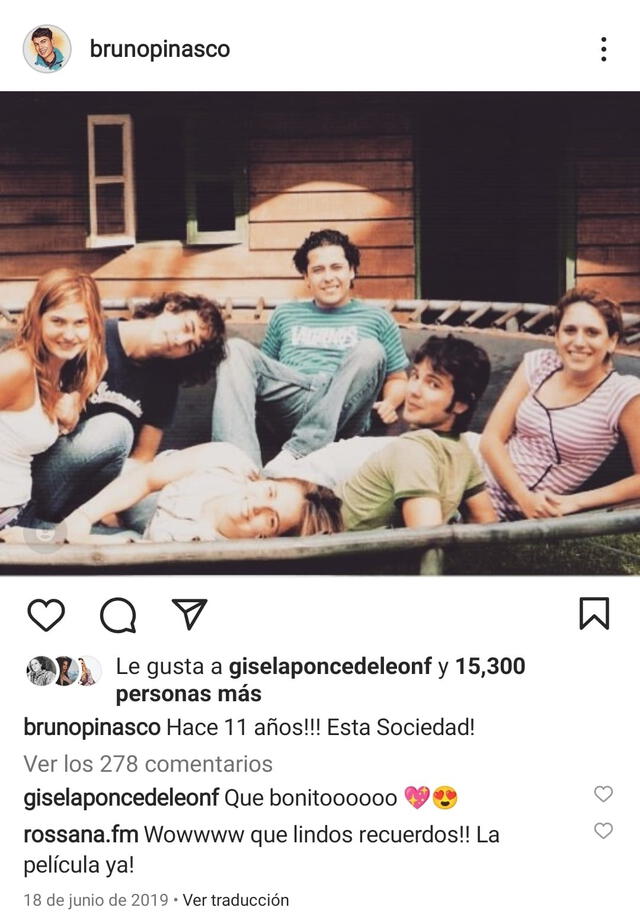 18.6.2019 | Bruno Pinasco recuerda su paso por 'Esta sociedad'. Foto: captura Instagram