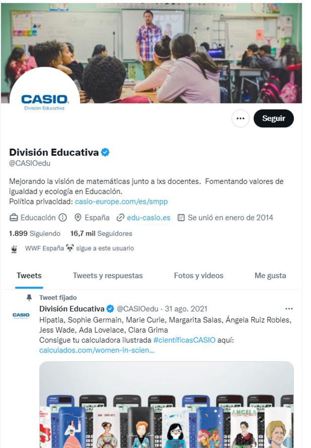 Cuenta real de Casio en España. Foto: captura en Twitter / Casio.