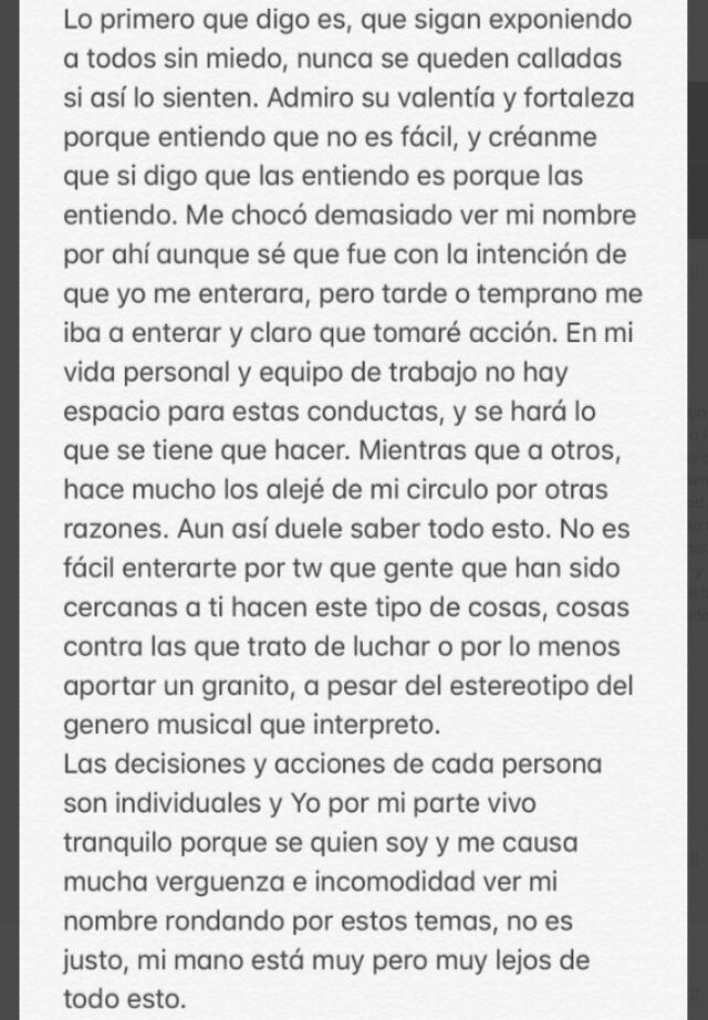 El comunicado que compartió Bad Bunny en Twitter a raíz de las acusaciones contra Chucheto.