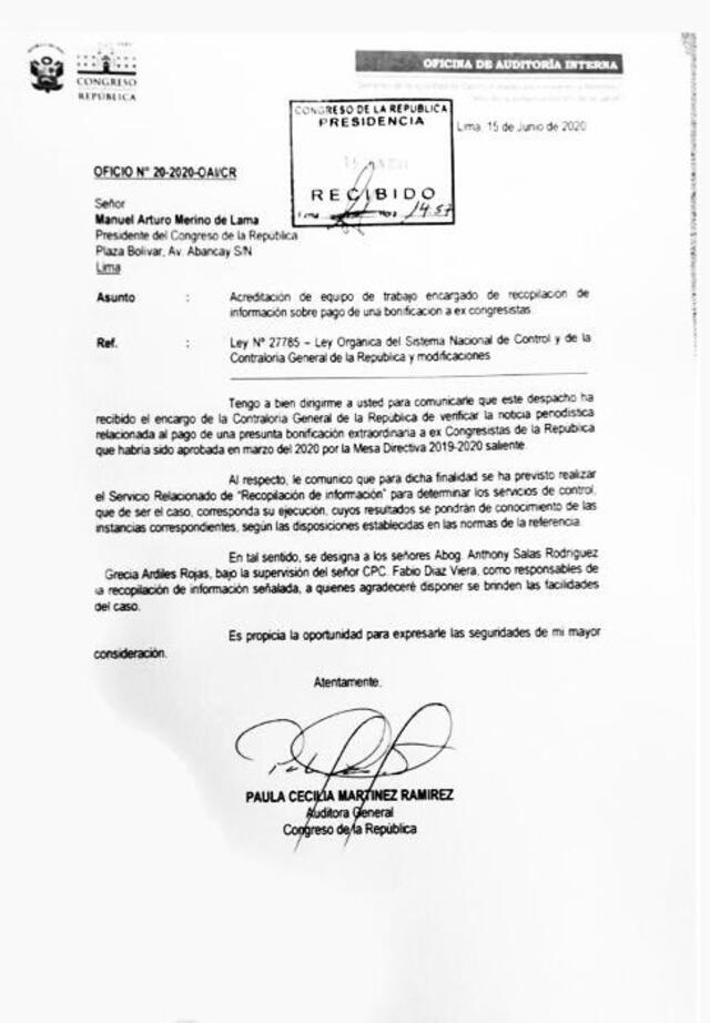 Documento remitido a Manuel Merino.