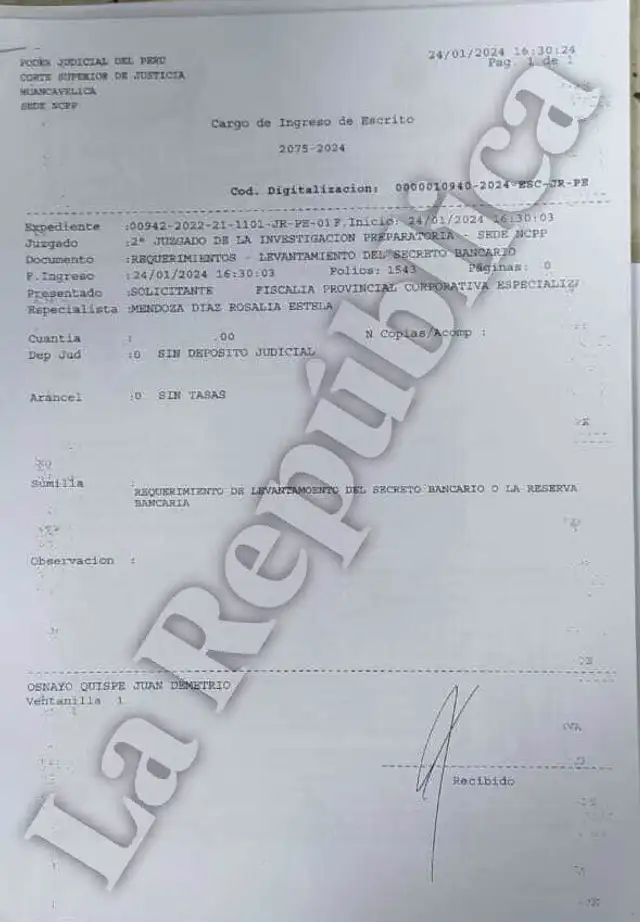 Documento 2. Foto: La República Documento 2. Foto: La República