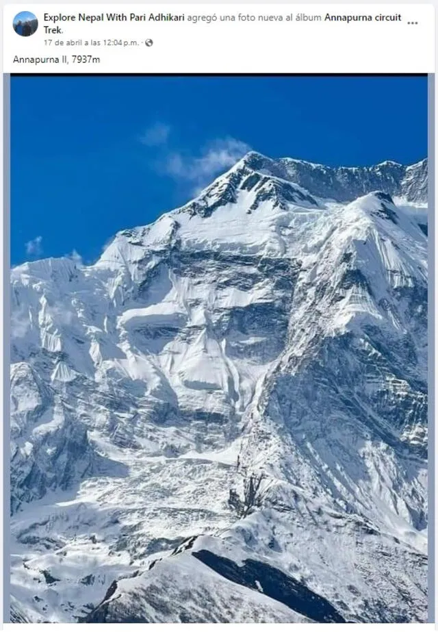  Annapurna II se sitúa en el puesto 16 de las montañas más altas del mundo. Foto: captura de Facebook   