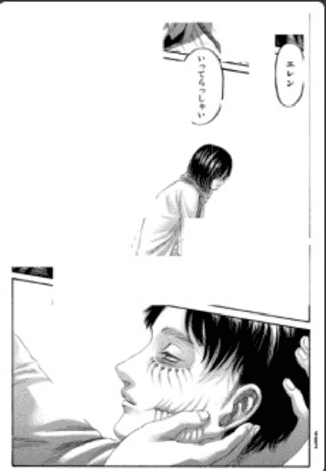 Mikasa sostiene la cabeza de Eren en Shingeki no Kyojin. Foto: Armin el oscuro