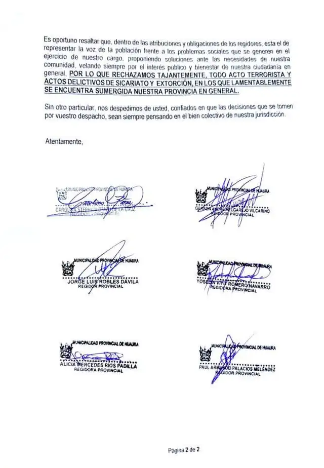 Los regidores firmaron el documento solicitando la medida al alcalde Cano.   