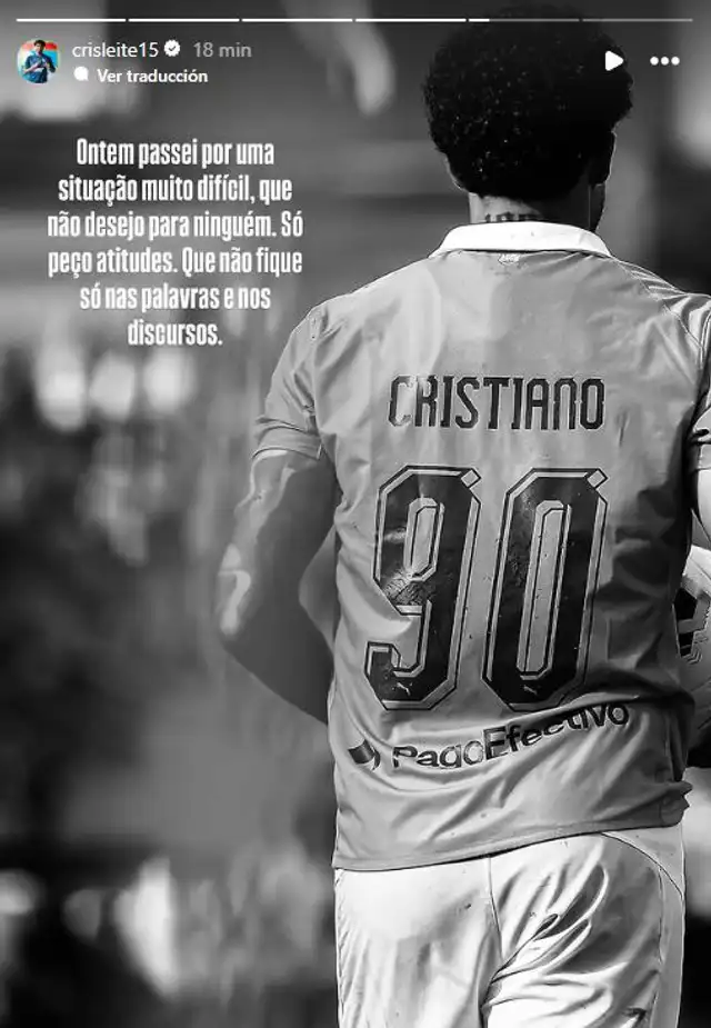 Mensaje de Cristiano Da Silva. Foto: captura de Instagram Mensaje de Cristiano Da Silva. Foto: captura de Instagram