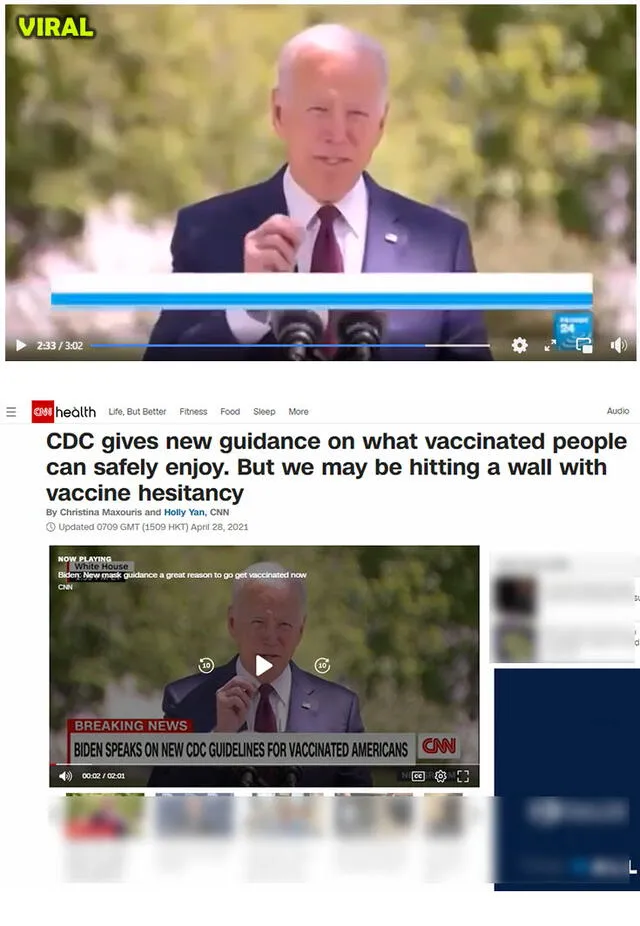 Imágenes de viral (arriba) y de CNN (abajo). Foto: composición.