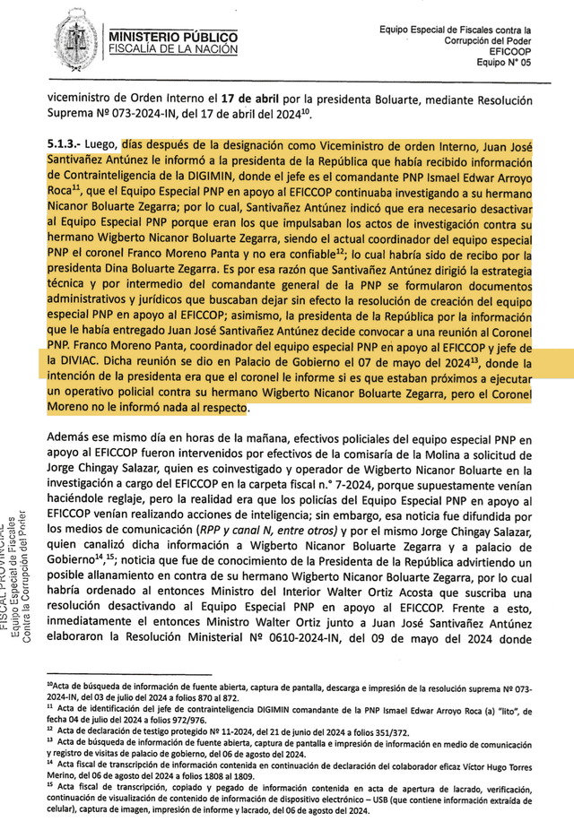 Disposición del fiscal Carlos Ordaya.   