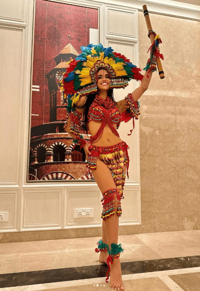 Lucía Arellano participó este miércoles en la etapa del traje típico. Foto: Instagram/Lucía Arellano   