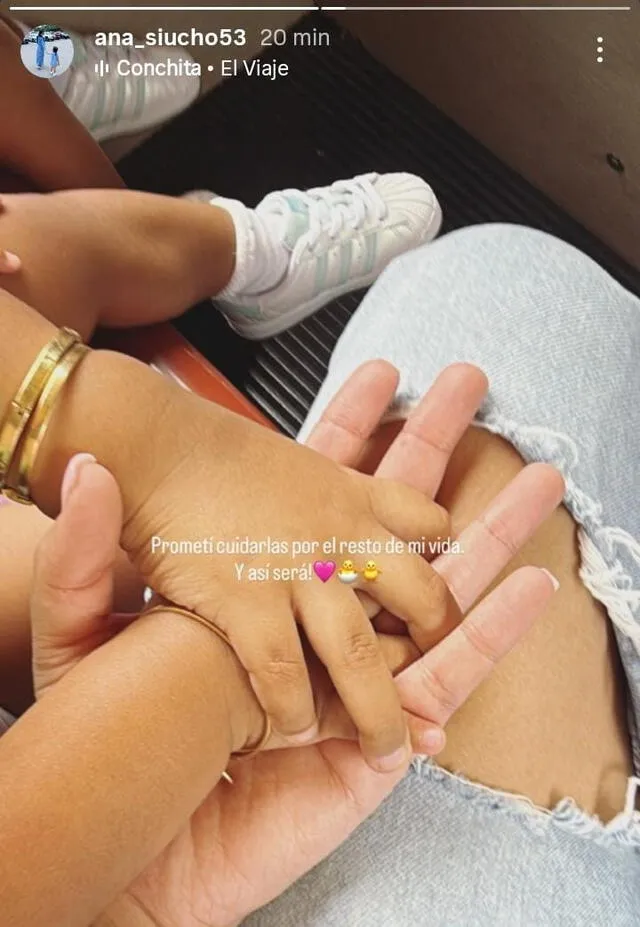 Publicación de Ana Siucho haciéndole promesa a sus hijas tras fin de su matrimonio con Edison Flores. Foto: Instagram   