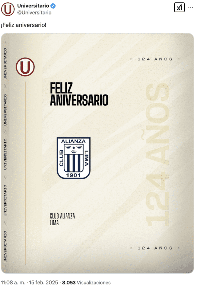 Así fue el saludo de Universitario de Deportes a Alianza Lima. Foto: Universitario/X   