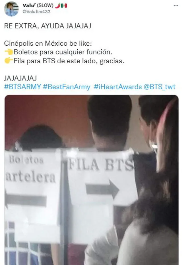 Así se vive la preventa de BTS en México. Foto: Twitter