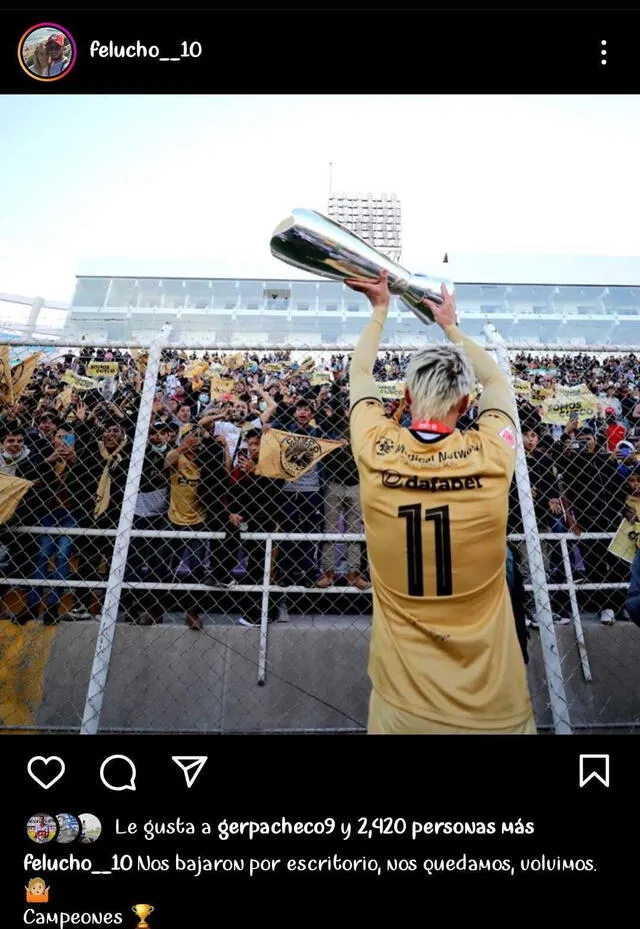  'Felucho' Rodríguez celebró victoria de Cusco FC. Foto: Instagram   