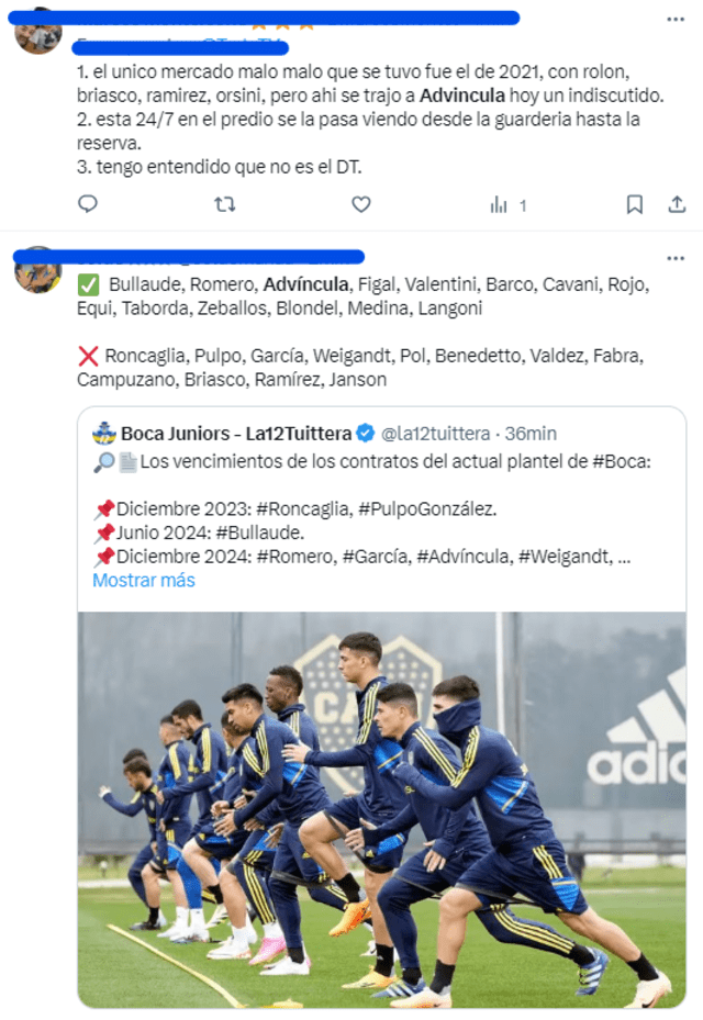 Tuits de hinchas de Boca Juniors. Foto: captura X   
