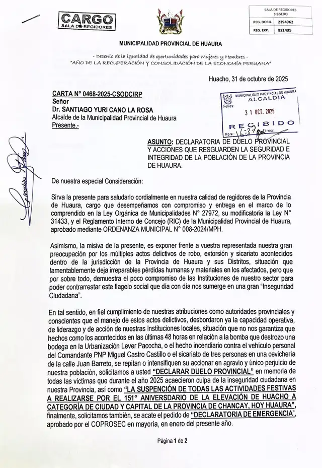 Se solicitó la suspensión de las actividades por el aniversario de Huacho tras el asesinato triple.   