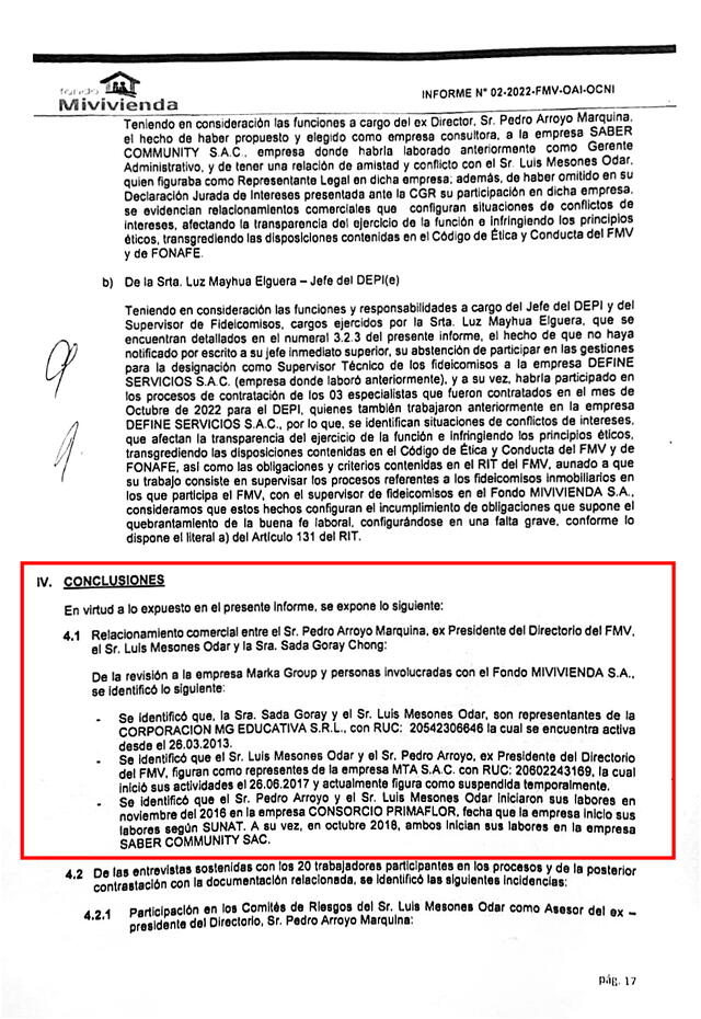 Auditoría del Fondo Mivivienda. Fuente: La República   