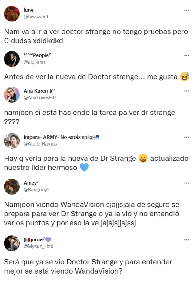 BTS Namjoon RM WandaVision Marvel Wanda UCM Doctor Strange 2 Multiverso de la Locura