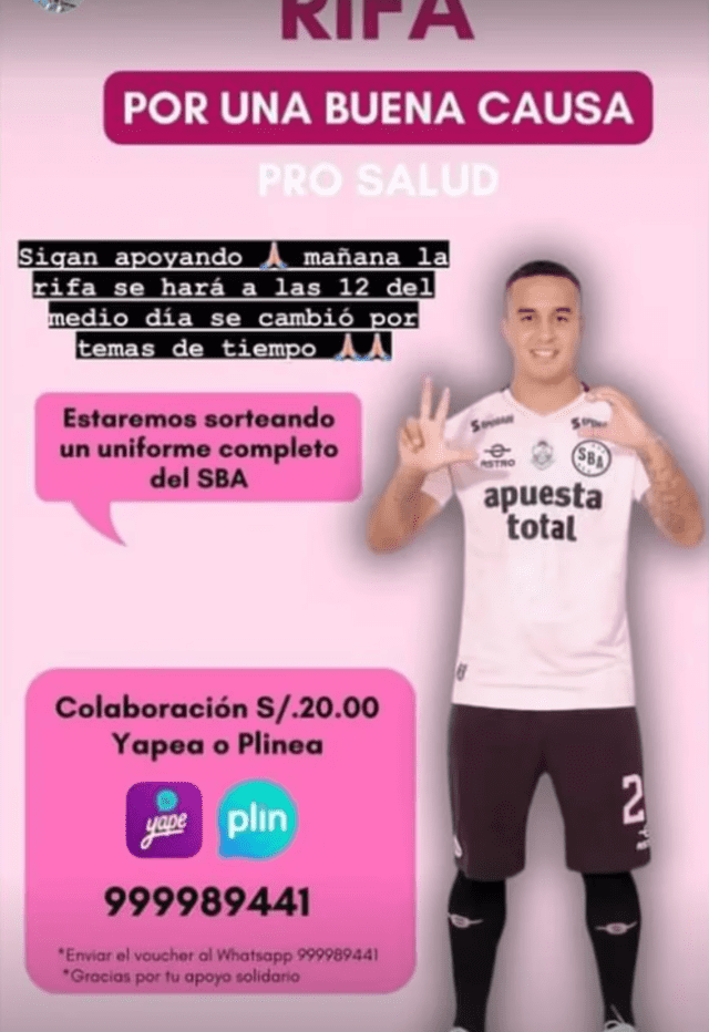  Jesús Barco rifó su camiseta del Sport Boys firmada. Foto: Instagram/Jesús Barco   