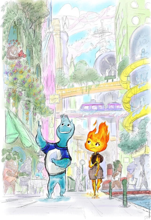 Arte conceptual de "Elemental". Foto: Disney Pixar (vía Deadline)