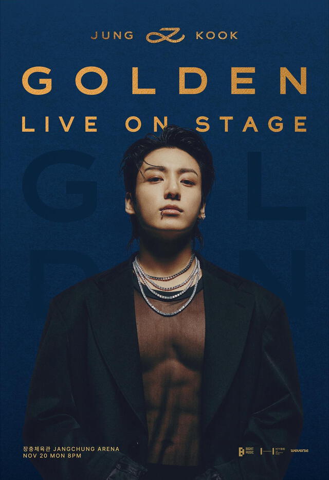 Póster oficial sobre el concierto de Jungkook, 'GOLDEN' Live on Stage. Foto: Weverse/BIGHIT MUSIC/HYBE LABELS   