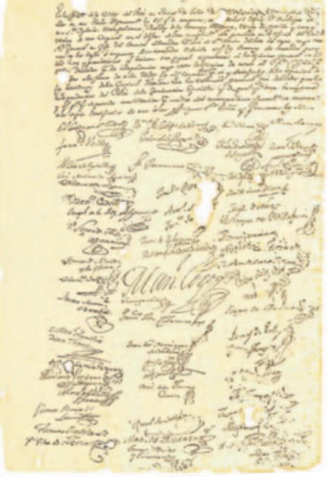 ACTA. De la independencia, redactada por Manuel Pérez  de Tudela. La firman 339 personas de la élite