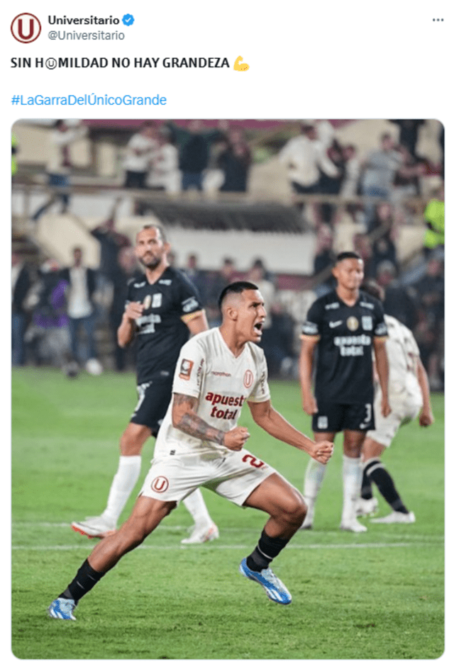 Publicación de Universitario tras lo sucedido entre ambos jugadores. Foto: captura de Universitario   