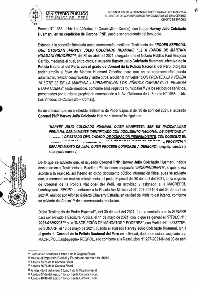Acusación Harvey Colchado