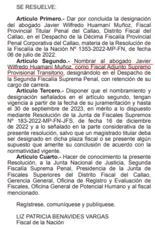  Resolución de la Fiscalía de la Nación N.º 1317-2022-MP-FN. Foto: El Peruano   