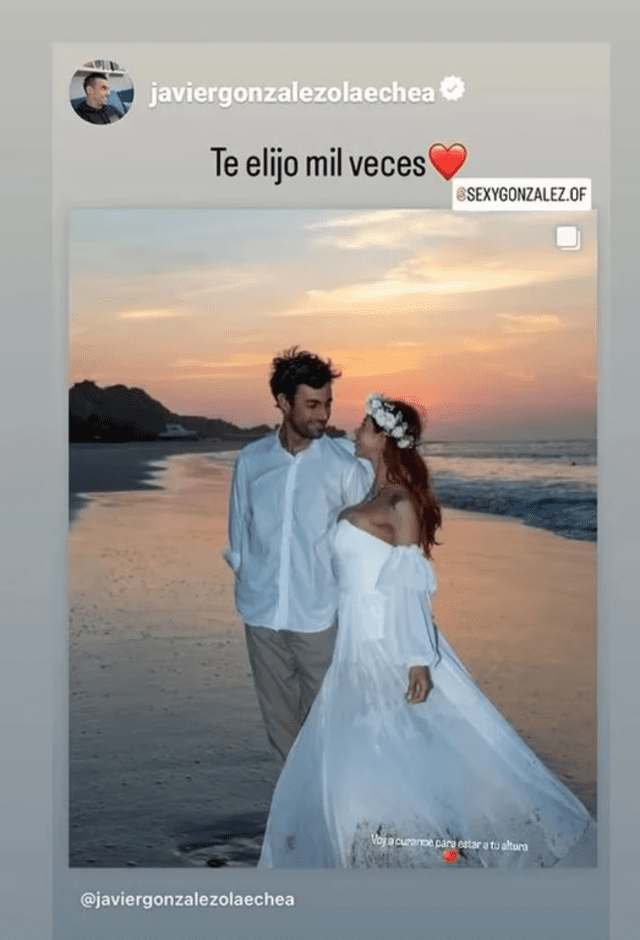 La publicación romántica de Xoana González y su esposo Javier. Foto: Instagram   