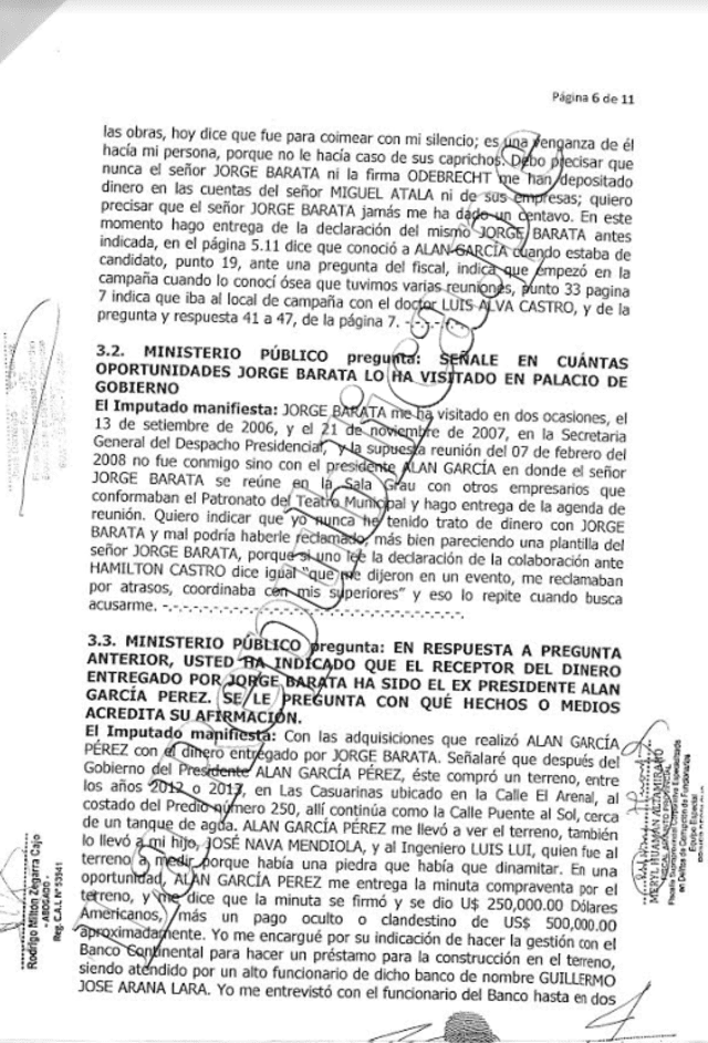 Declaración de Luis Nava a la Fiscalía.