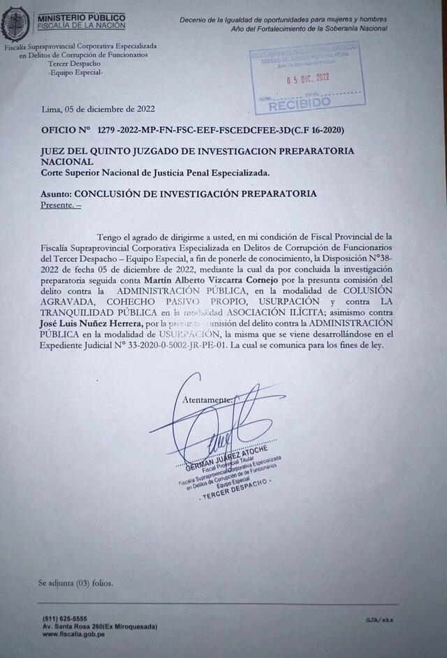 Ministerio Público determinará si archivar o dar inicio a la investigación preliminar. Foto: RPP