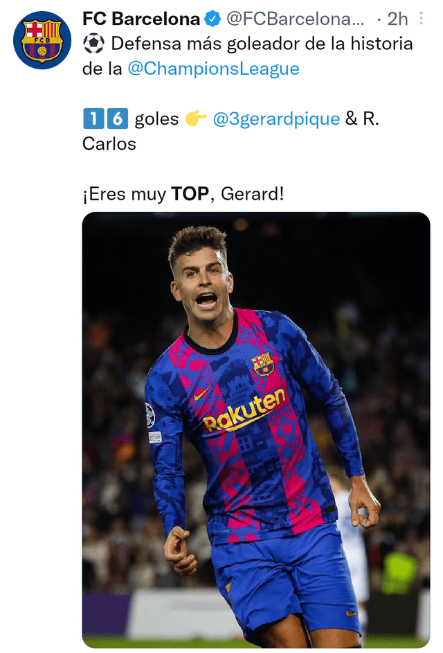 Las redes sociales del FC Barcelona felicitaron a Piqué. Foto: @FCBarcelona_es.