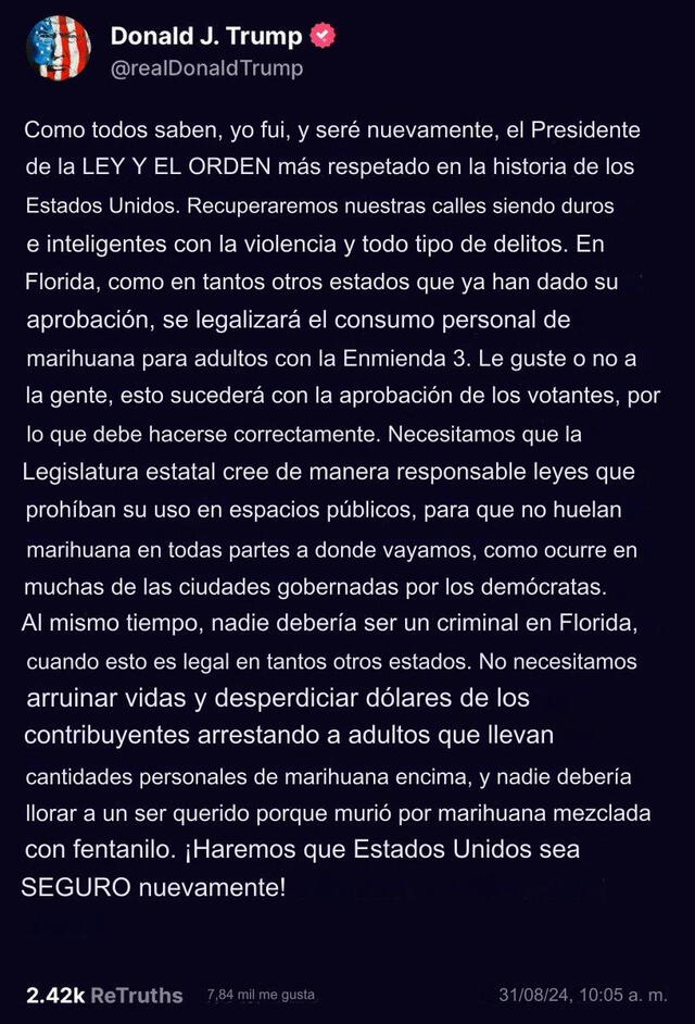  La campaña de Trump enfrenta desafíos legales y controversias, pero sus seguidores siguen firmes, creyendo en su capacidad para "hacer a América grande de nuevo". Foto: RealDonaldTrump   