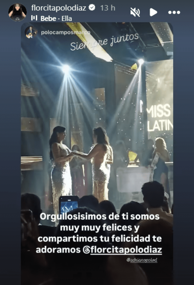  Marco Polo Campos, hermano de Florcita Polo, se muestra orgulloso de ella tras ganar Miss Turismo. Foto: Flor Polo/Instagram<br>    