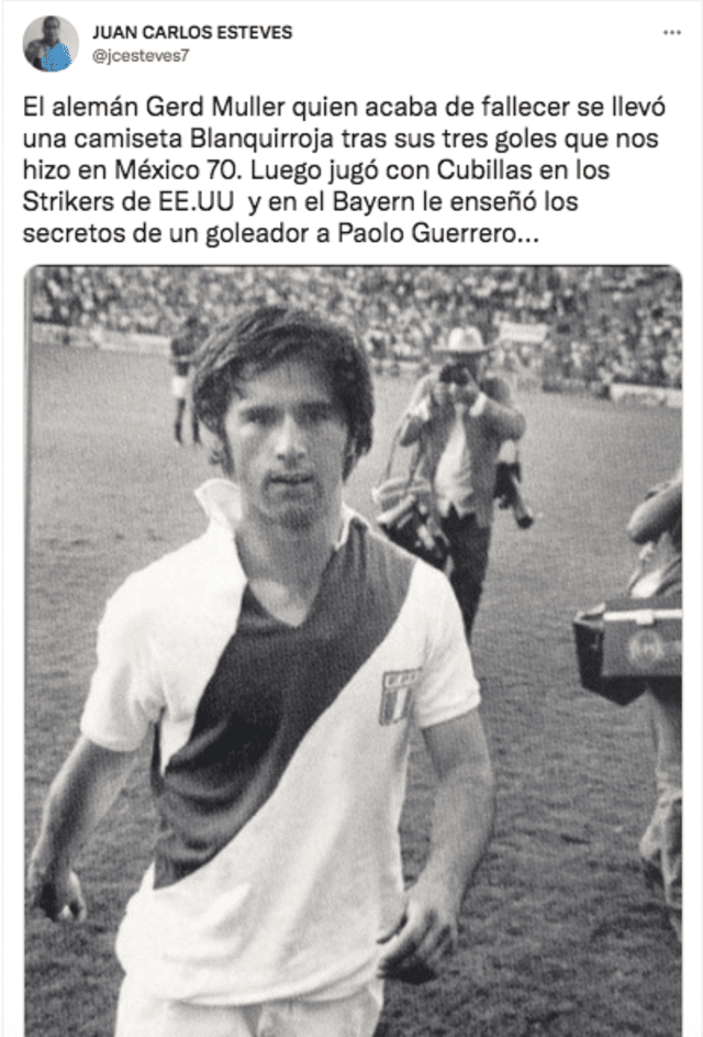 Gerd Müller fue compañero de Teófilo Cubillas y coincidió con Paolo Guerrero en el Bayern de Múnich. Foto: cpatura twitter/Juan Carlos Esteves