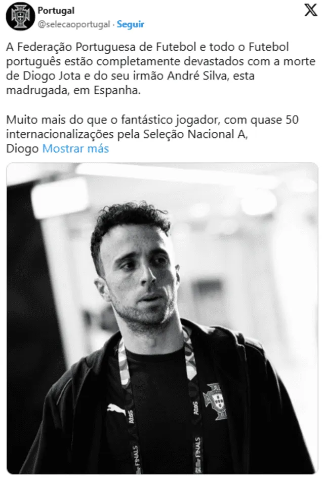 Comunicado de la Federación Portuguesa de Fútbol. Captura: X Comunicado de la Federación Portuguesa de Fútbol. Captura: X
