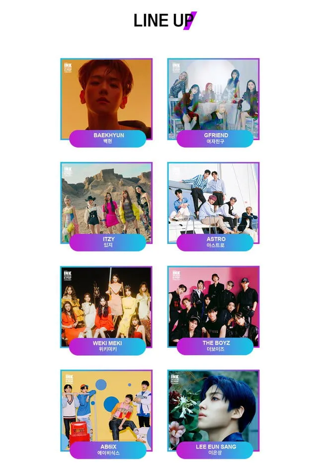 Incheon K-pop concert 2020: lineup. Captura: Twitter
