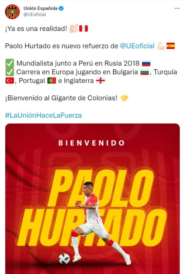 Paolo Hurtado jugara por primera vez en Chile. Foto: Unión Española