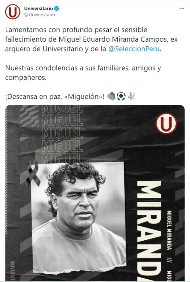 Miguel Miranda atajó por la selección peruana en la década de los 90. Foto: captura de pantalla/Twitter