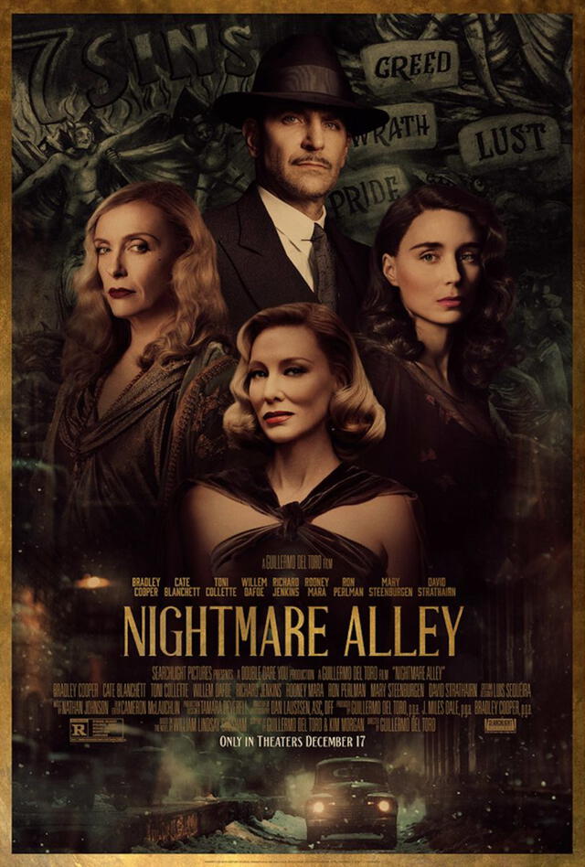 Nightmare Alley es la gran apuesta del galardonado director mexicano Guillermo del Toro por el cine noir o negro. Foto: Searchlight Pictures