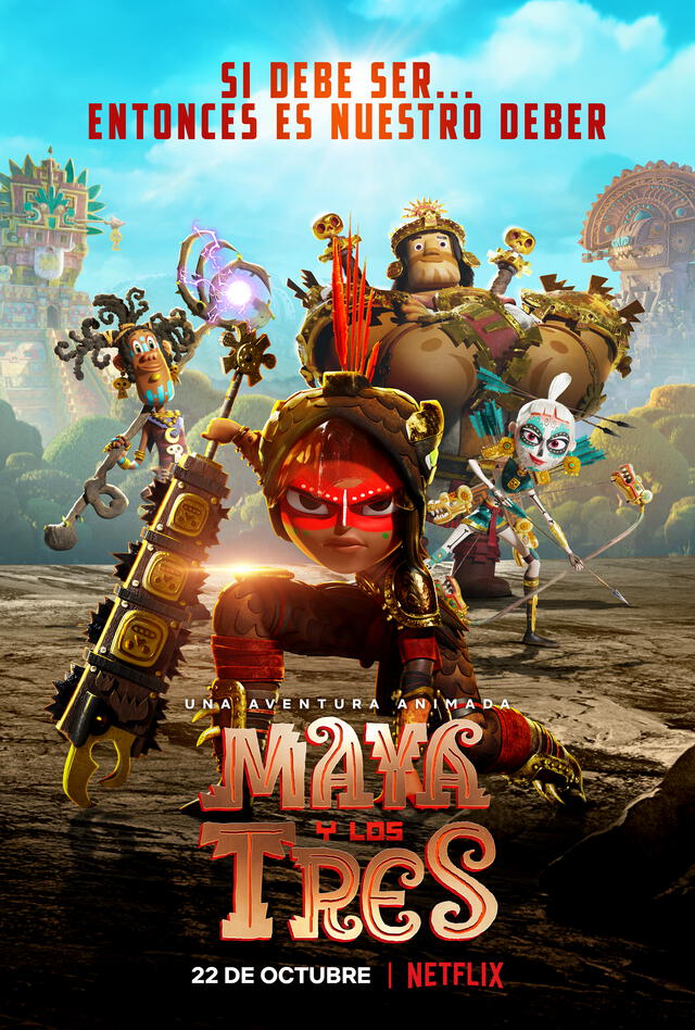 Póster oficial de Maya y los tres. Foto: Netflix
