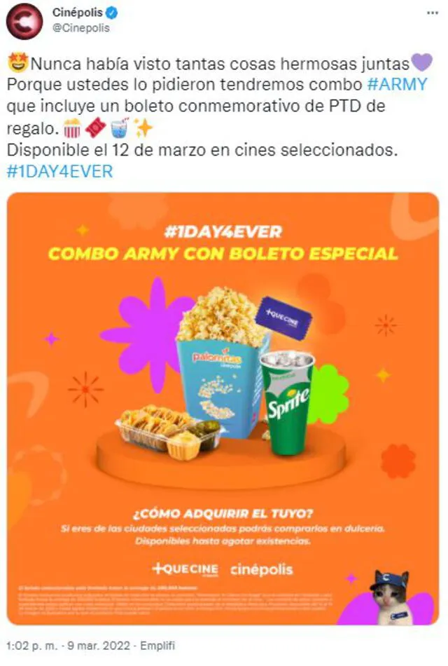 Combo ARMY para fans mexicanas. Foto: Cinépolis México.