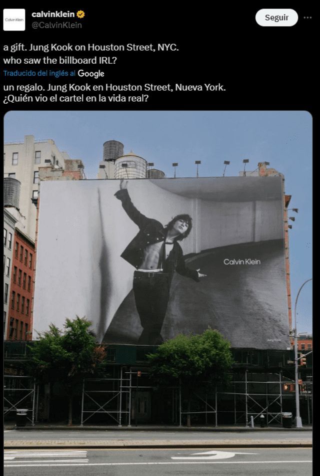  Jung Kook en Houston Street, Nueva York. Foto: X de Calvin Klein 