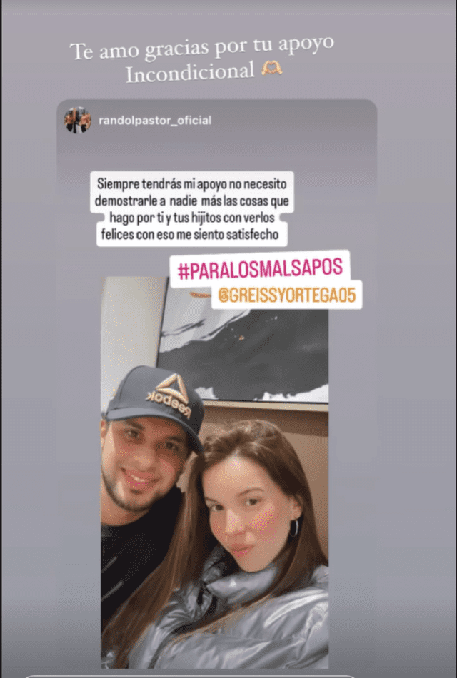 Randol Pastor demostró darle su apoyo a su novia Greissy Ortega. Foto: Instagram.    