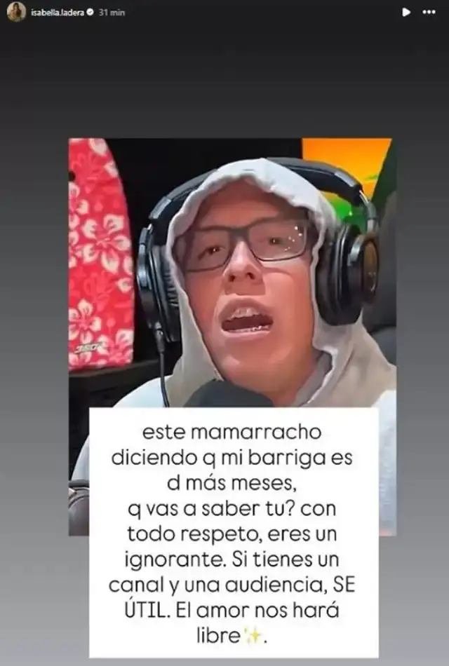 Isabella Ladera respondió a lo dicho por el locutor peruano 'El Misha'. Foto: Instagram.    
