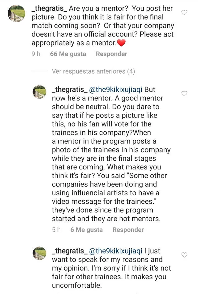 Comentarios en post de Tao en Instagram. Foto: captura (27.06.20)