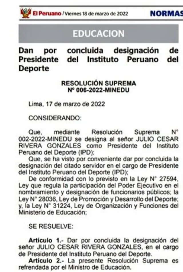 La resolución salió temprano. Foto: El Peruano