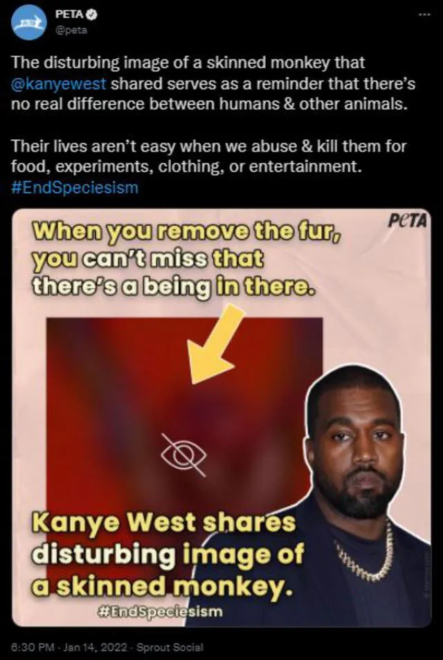 PETA rechaza portada de la última canción de Kanye West