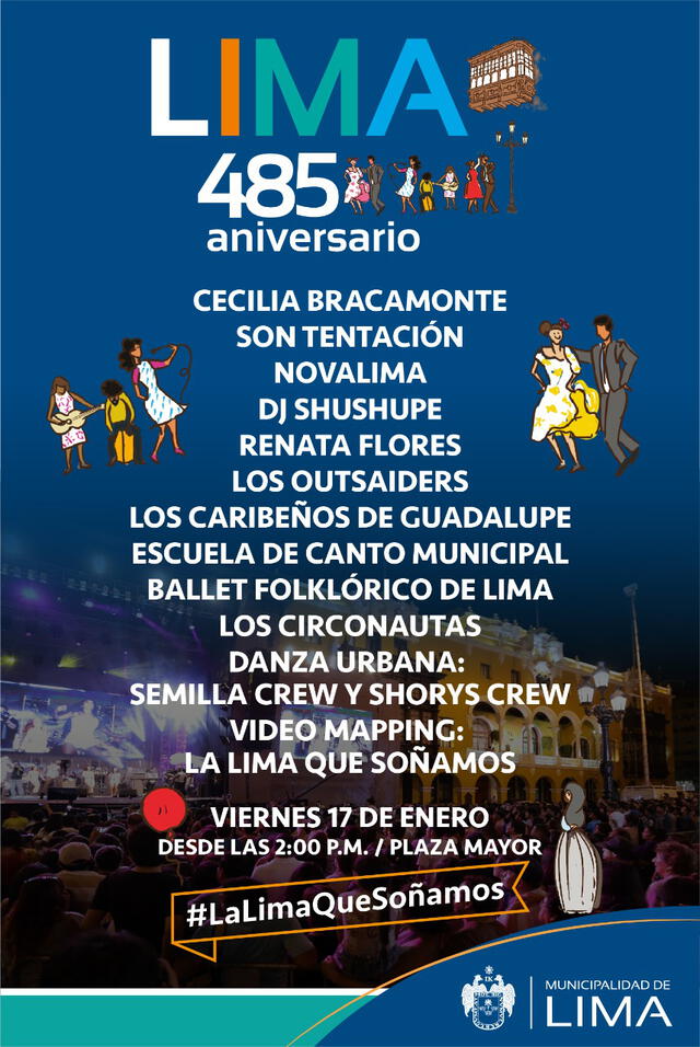 Artistas que se presentarán en Serenata a Lima 2020.