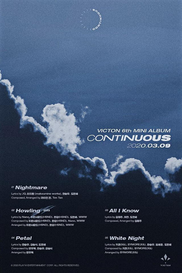 VICTON reveló en Instagram el tracklist de su sexto mini álbum “Continuous”, que será lanzado el próximo 3 de marzo.